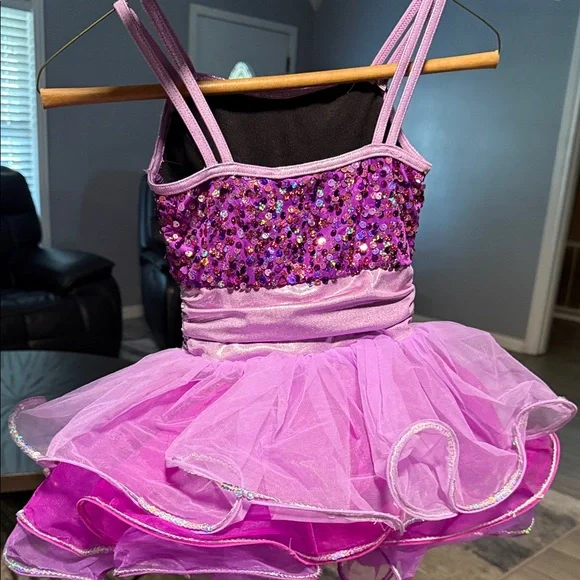Glittery Lilac Kids Dance Costume - Picture 3 of 4